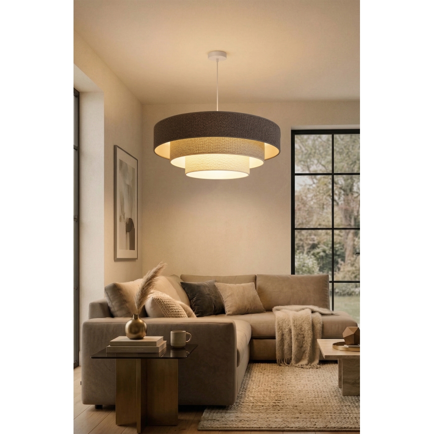 Brilagi - Suspension sur câble LUNETA 3xE27/60W/230V Ø 80 cm gris/crème/blanc