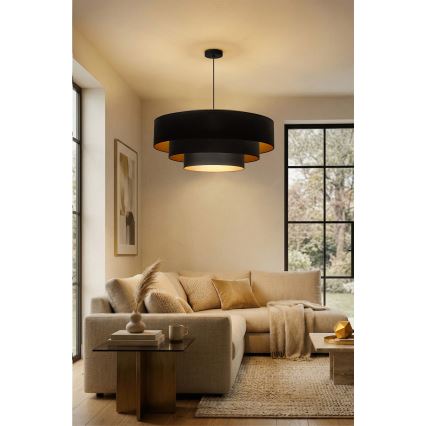 Brilagi - Suspension sur câble LUNETA 3xE27/60W/230V Ø 80 cm noir/doré