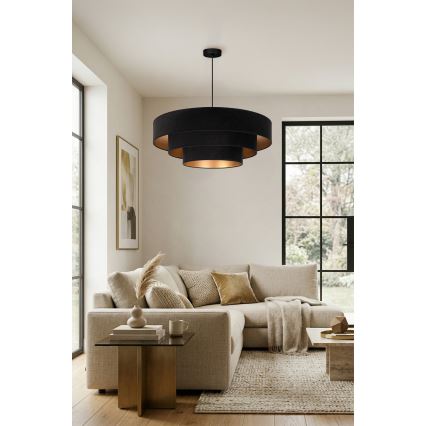 Brilagi - Suspension sur câble LUNETA 3xE27/60W/230V Ø 80 cm noir/doré