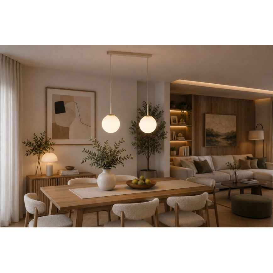 Brilagi - Suspension sur câble MILO 2xE27/60W/230V beige/doré