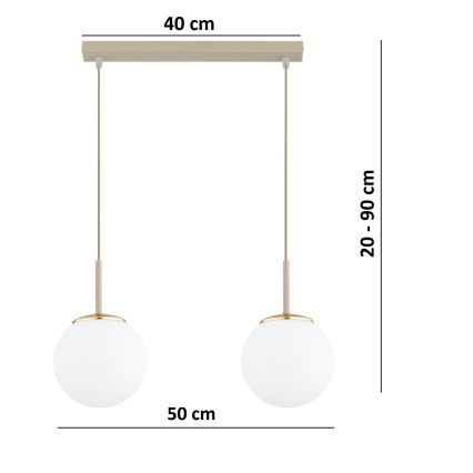 Brilagi - Suspension sur câble MILO 2xE27/60W/230V beige/doré