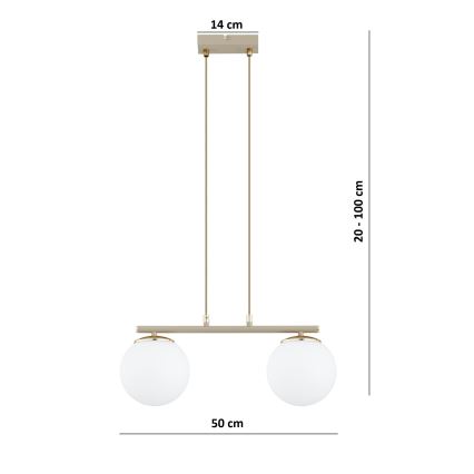Brilagi - Suspension sur câble MILO 2xE27/60W/230V beige/doré