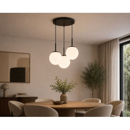 Brilagi - Suspension sur câble MILO 3xE27/60W/230V noire