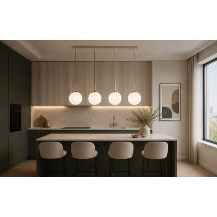 Brilagi - Suspension sur câble MILO 4xE27/60W/230V beige/doré