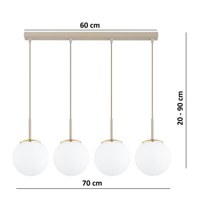 Brilagi - Suspension sur câble MILO 4xE27/60W/230V beige/doré