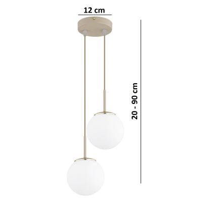 Brilagi - Suspension sur câble MILO ECRU 2xE27/60W/230V beige/doré