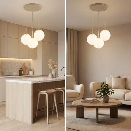 Brilagi - Suspension sur câble MILO ECRU 3xE27/60W/230V beige/doré