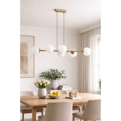 Brilagi - Suspension sur câble MILO ECRU 6xE27/60W/230V beige/doré