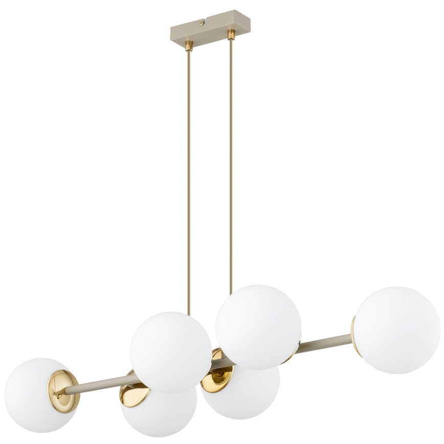 Brilagi - Suspension sur câble MILO ECRU 6xE27/60W/230V beige/doré