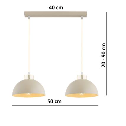 Brilagi - Suspension sur câble MOON 2xE27/60W/230V beige/doré