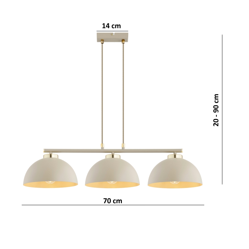 Brilagi - Suspension sur câble MOON 3xE27/60W/230V beige/doré