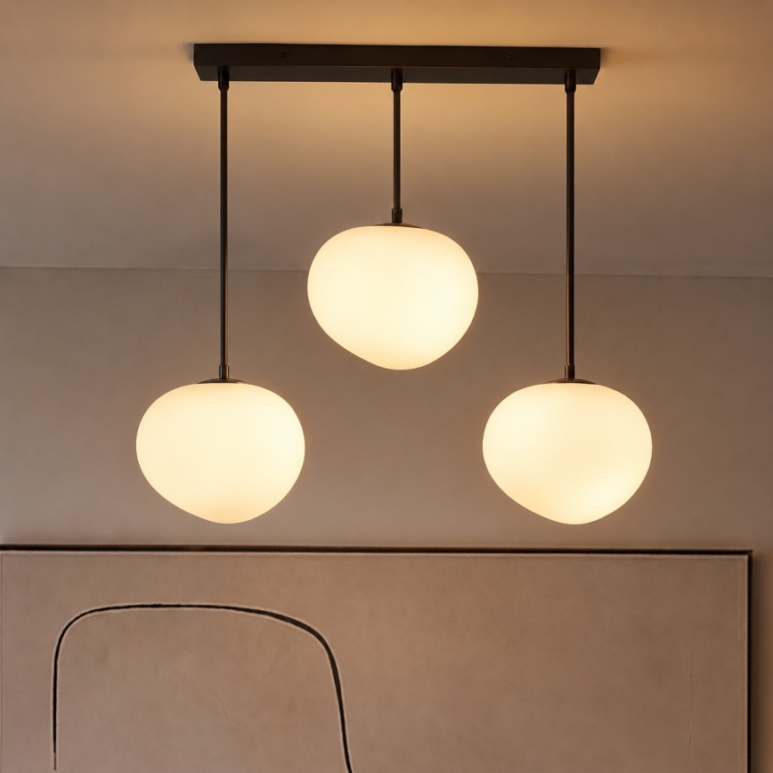 BRILAGI - Suspension sur câble PEBBLES 3xE27/40W/230V noire