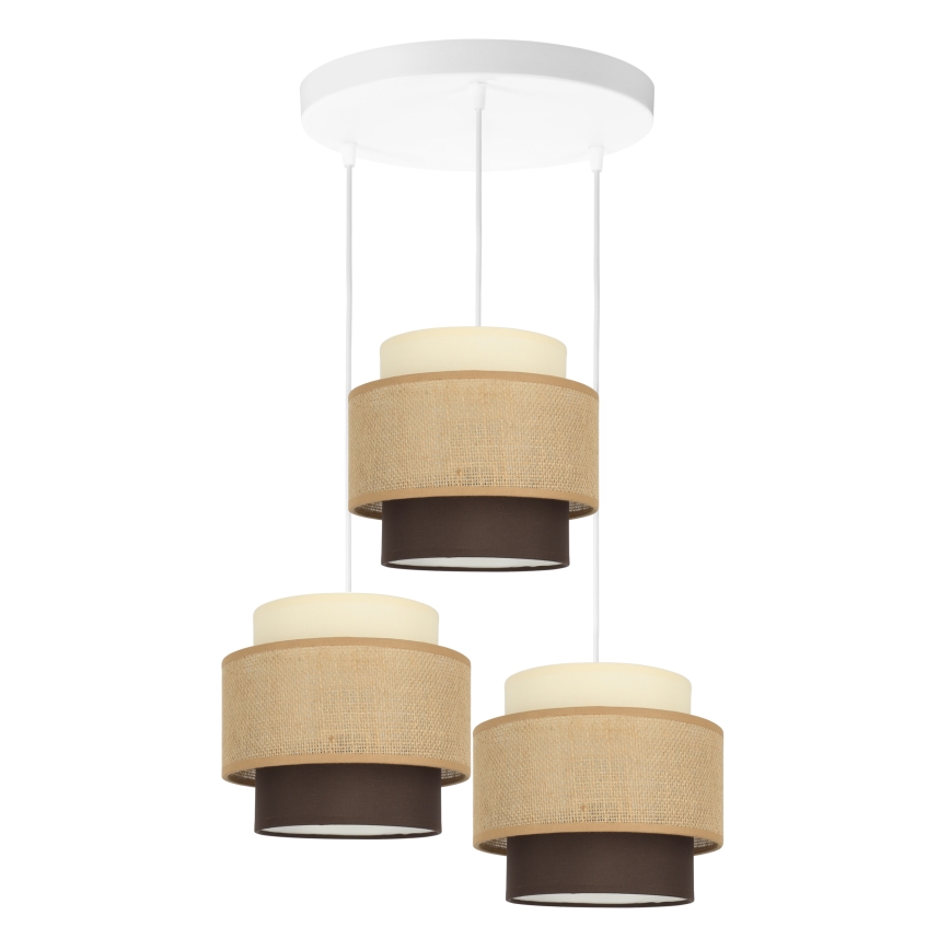 Brilagi - Suspension sur câble RESNA 3xE27/60W/230V Ø 45 cm beige/noir