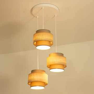 Brilagi - Suspension sur câble RESNA 3xE27/60W/230V, Ø 45 cm, marron/beige