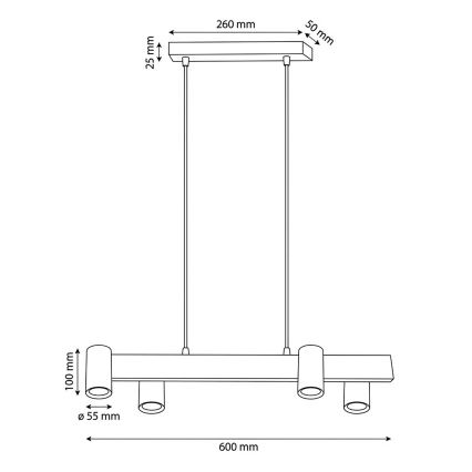 Brilagi - Suspension sur câble SELE 4xGU10/30W/230V noir