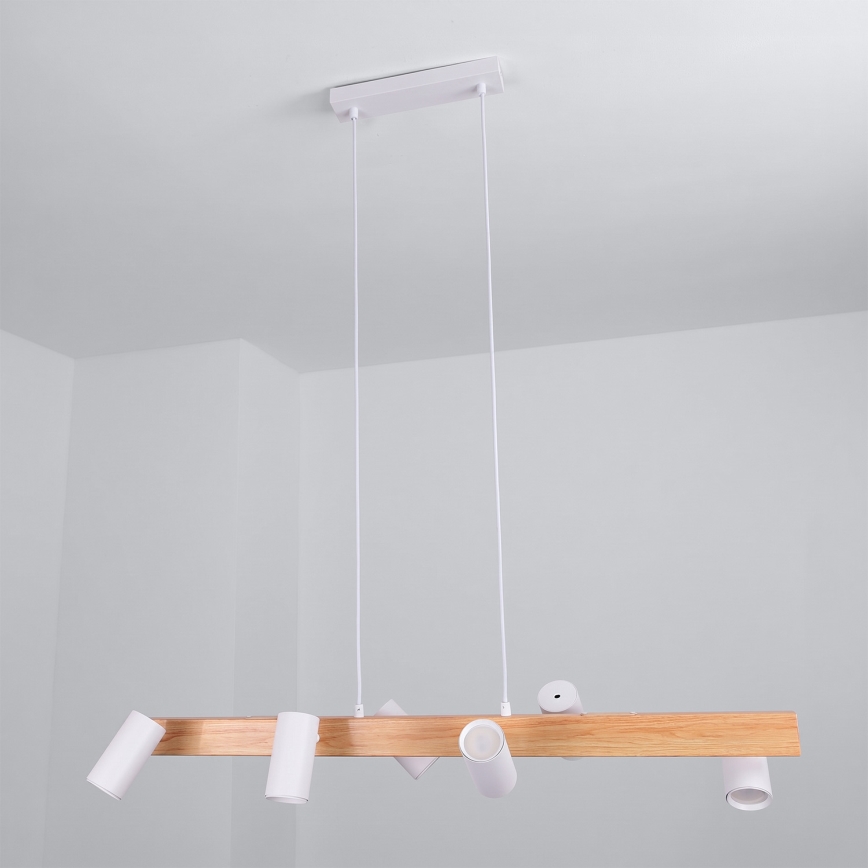 Brilagi - Suspension sur câble SELE 6xGU10/30W/230V blanche/décor chêne