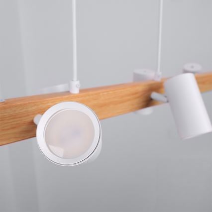 Brilagi - Suspension sur câble SELE 6xGU10/30W/230V blanche/décor chêne