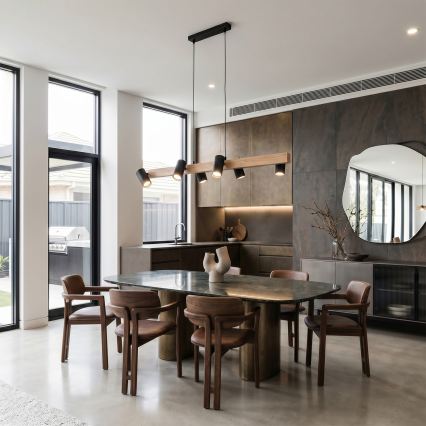 Brilagi - Suspension sur câble SELE 6xGU10/30W/230V noir/décor chêne