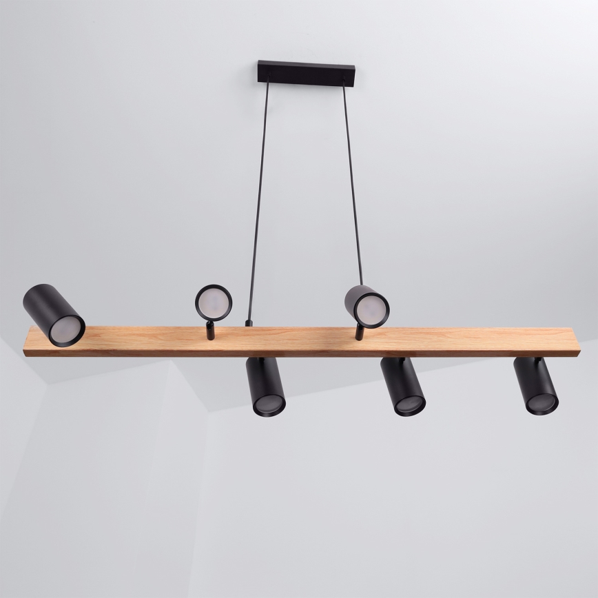 Brilagi - Suspension sur câble SELE 6xGU10/30W/230V noir/décor chêne