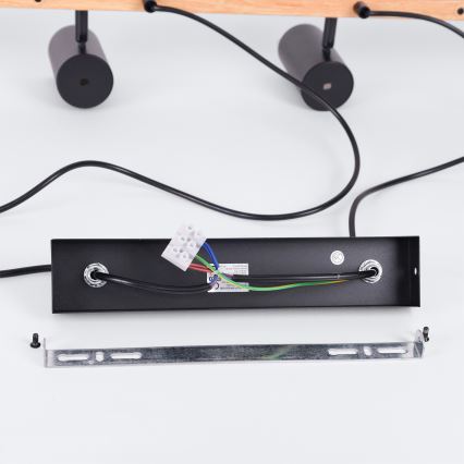 Brilagi - Suspension sur câble SELE 6xGU10/30W/230V noir/décor chêne