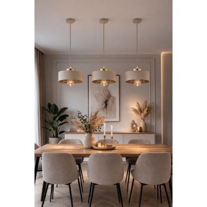 Brilagi - Suspension sur câble SPRING 1xE27/60W/230V Ø 20 cm beige/doré