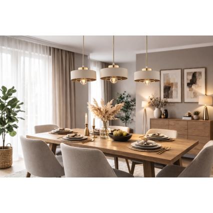 Brilagi - Suspension sur câble SPRING 1xE27/60W/230V Ø 20 cm beige/doré