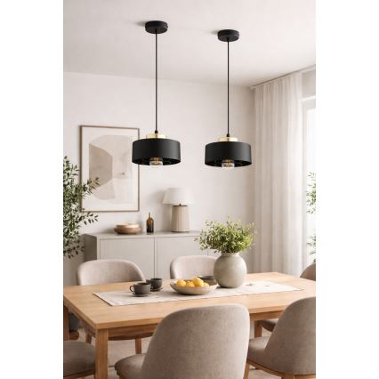 Brilagi - Suspension sur câble SPRING 1xE27/60W/230V Ø 20 cm noir/doré