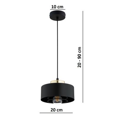 Brilagi - Suspension sur câble SPRING 1xE27/60W/230V Ø 20 cm noir/doré