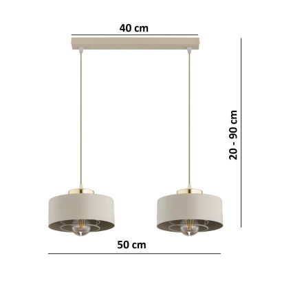 Brilagi - Suspension sur câble SPRING 2xE27/60W/230V beige/doré