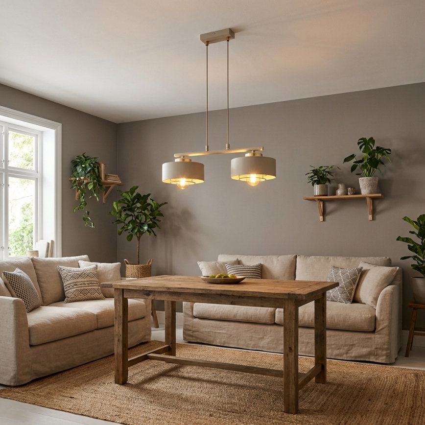 Brilagi - Suspension sur câble SPRING 2xE27/60W/230V beige/doré