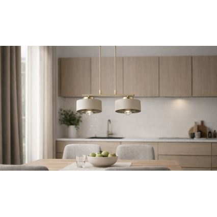 Brilagi - Suspension sur câble SPRING 2xE27/60W/230V beige/doré