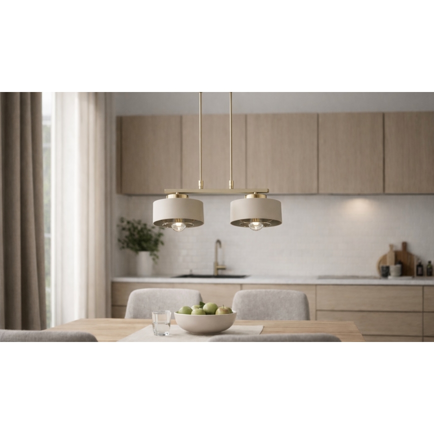 Brilagi - Suspension sur câble SPRING 2xE27/60W/230V beige/doré