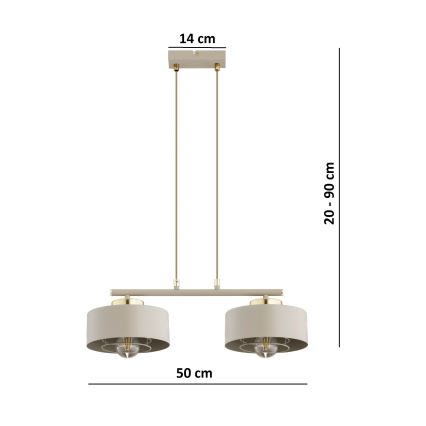 Brilagi - Suspension sur câble SPRING 2xE27/60W/230V beige/doré