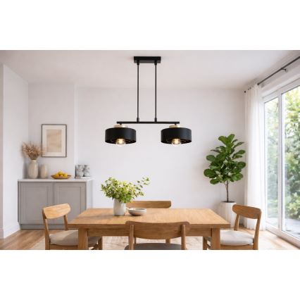 Brilagi - Suspension sur câble SPRING 2xE27/60W/230V noir/doré