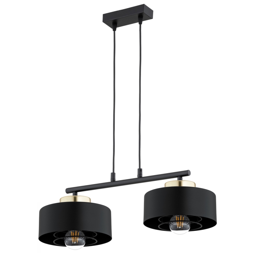 Brilagi - Suspension sur câble SPRING 2xE27/60W/230V noir/doré