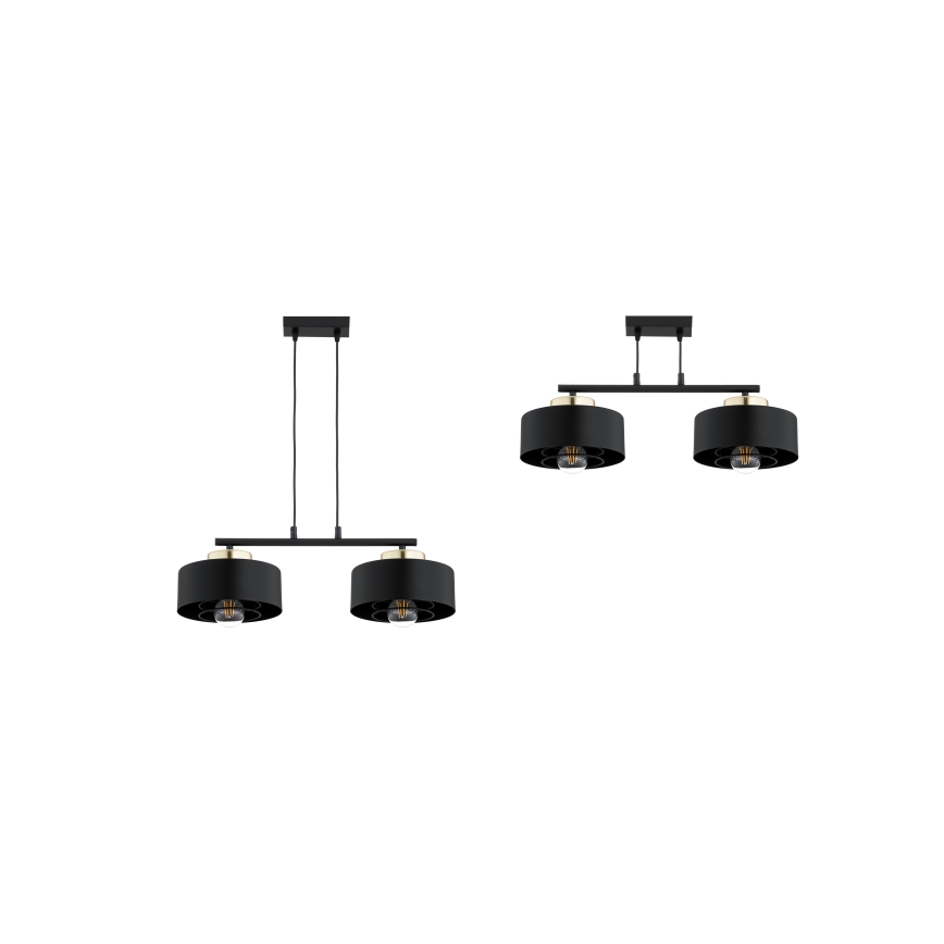 Brilagi - Suspension sur câble SPRING 2xE27/60W/230V noir/doré