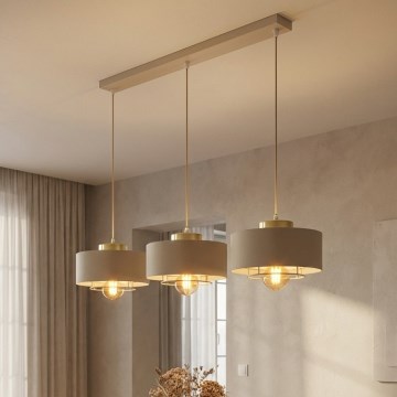 Brilagi - Suspension sur câble SPRING 3xE27/60W/230V beige/doré