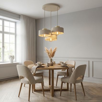 Brilagi - Suspension sur câble SPRING 3xE27/60W/230V beige/doré