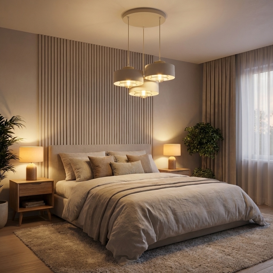 Brilagi - Suspension sur câble SPRING 3xE27/60W/230V beige/doré