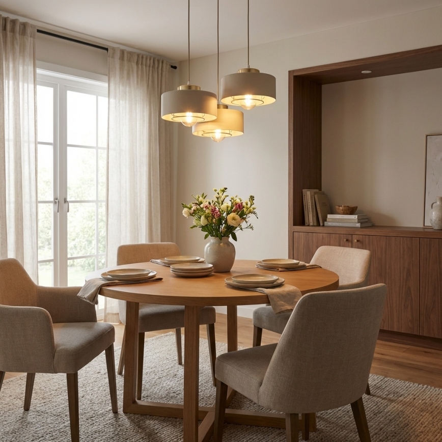 Brilagi - Suspension sur câble SPRING 3xE27/60W/230V beige/doré