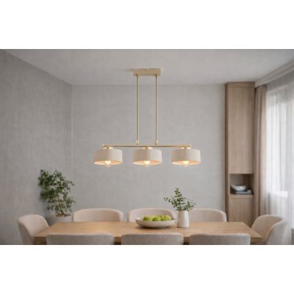 Brilagi - Suspension sur câble SPRING 3xE27/60W/230V beige/doré