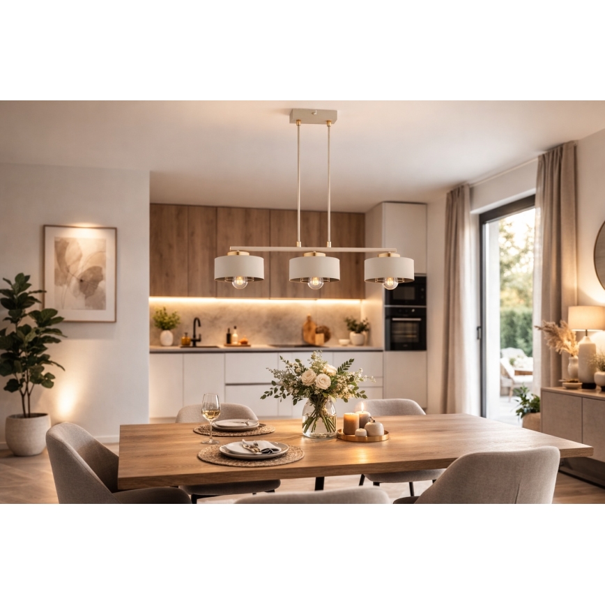 Brilagi - Suspension sur câble SPRING 3xE27/60W/230V beige/doré