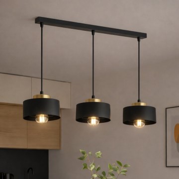 Brilagi - Suspension sur câble SPRING 3xE27/60W/230V noir/doré