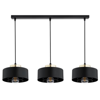 Brilagi - Suspension sur câble SPRING 3xE27/60W/230V noir/doré