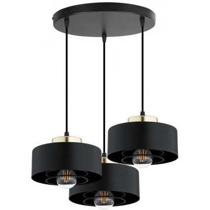 Brilagi - Suspension sur câble SPRING 3xE27/60W/230V noir/doré