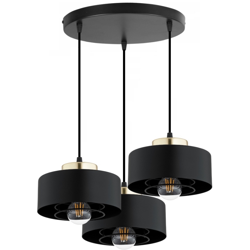 Brilagi - Suspension sur câble SPRING 3xE27/60W/230V noir/doré