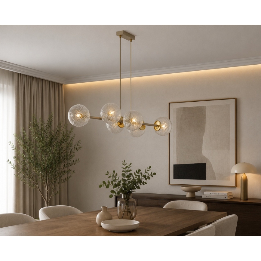 Brilagi - Suspension sur câble STELLA 6xE27/60W/230V beige/or