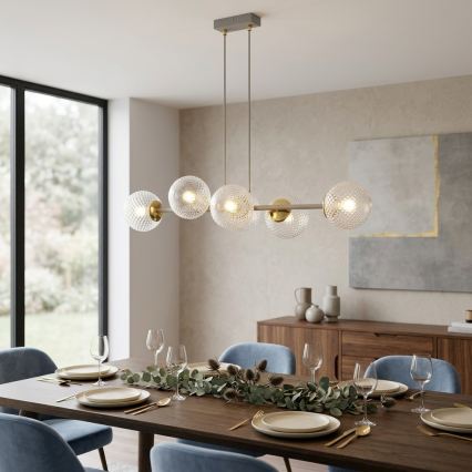 Brilagi - Suspension sur câble STELLA 6xE27/60W/230V beige/or