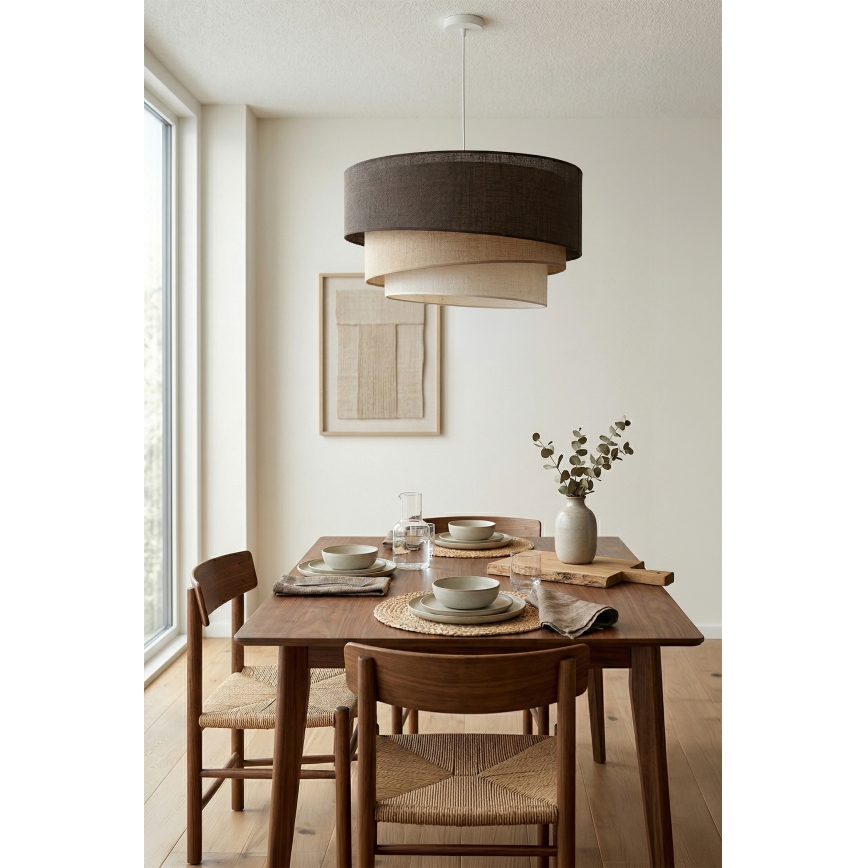 Brilagi - Suspension sur câble TRIO 3xE27/60W/230V Ø 60 cm marron/beige/blanc