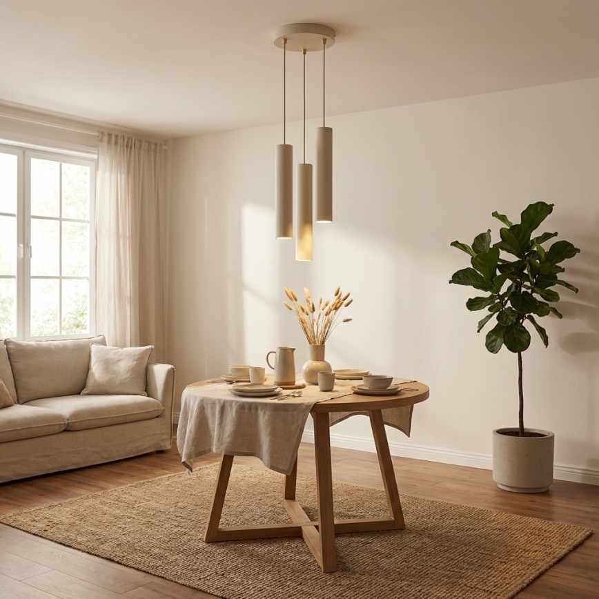 Brilagi - Suspension sur câble TUBE 3xGU10/15W/230V beige/doré
